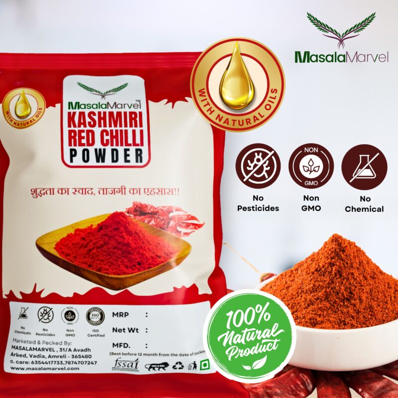 Masala Marvel Kashmiri Chilli Powder - 500gm | Mild & Vibrant Lal Mirch - Image 3