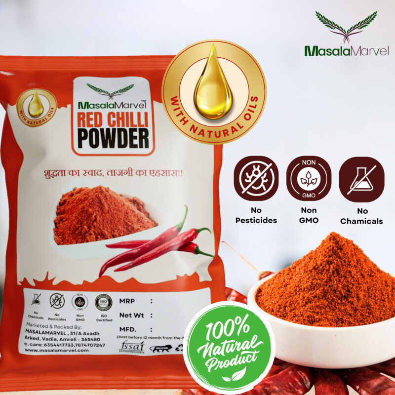 Masala Marvel Red Chilli Powder - 500gm | Pure & Spicy Lal Mirch Powder - Image 2